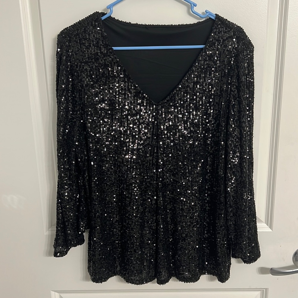 Macys black sequins shirt size M